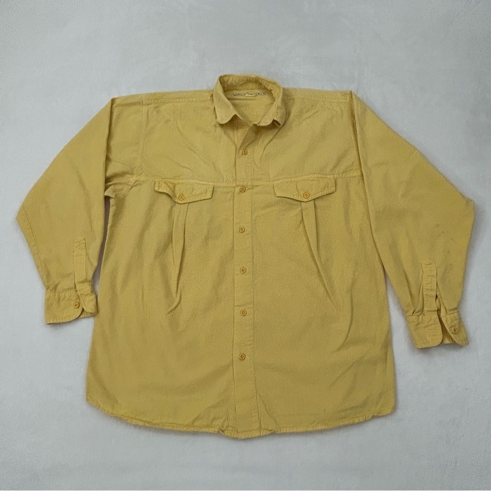Vintage 90s UnionBay Canary Yellow Button Up Long Sleeve Cotton Shirt Mens M